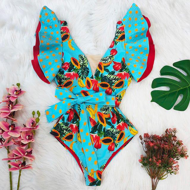 Bañador celeste con ribete de volante - Image 4