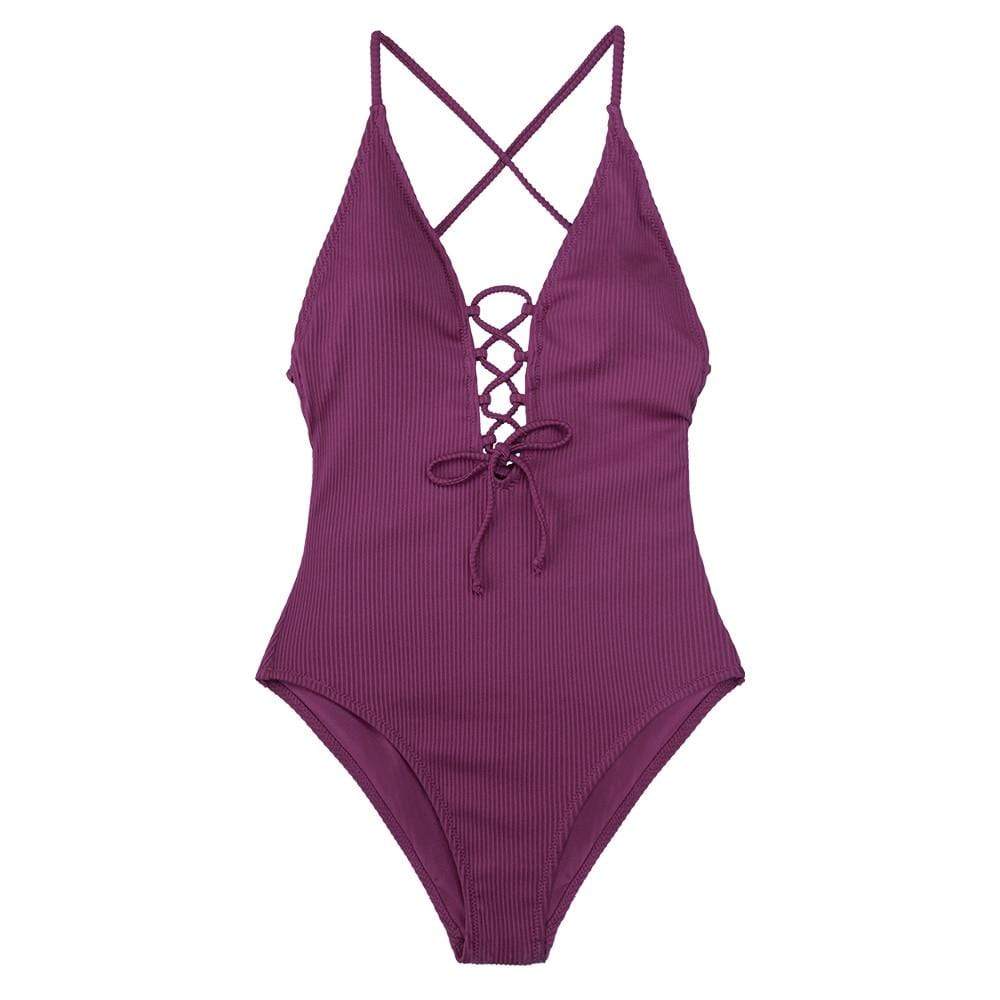 Bañador unicolor con lazado frontal - Image 10