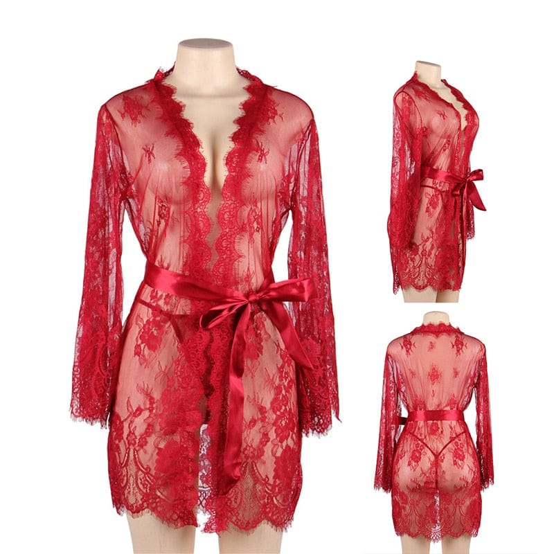 Bata de encaje sensual plus size - Image 10