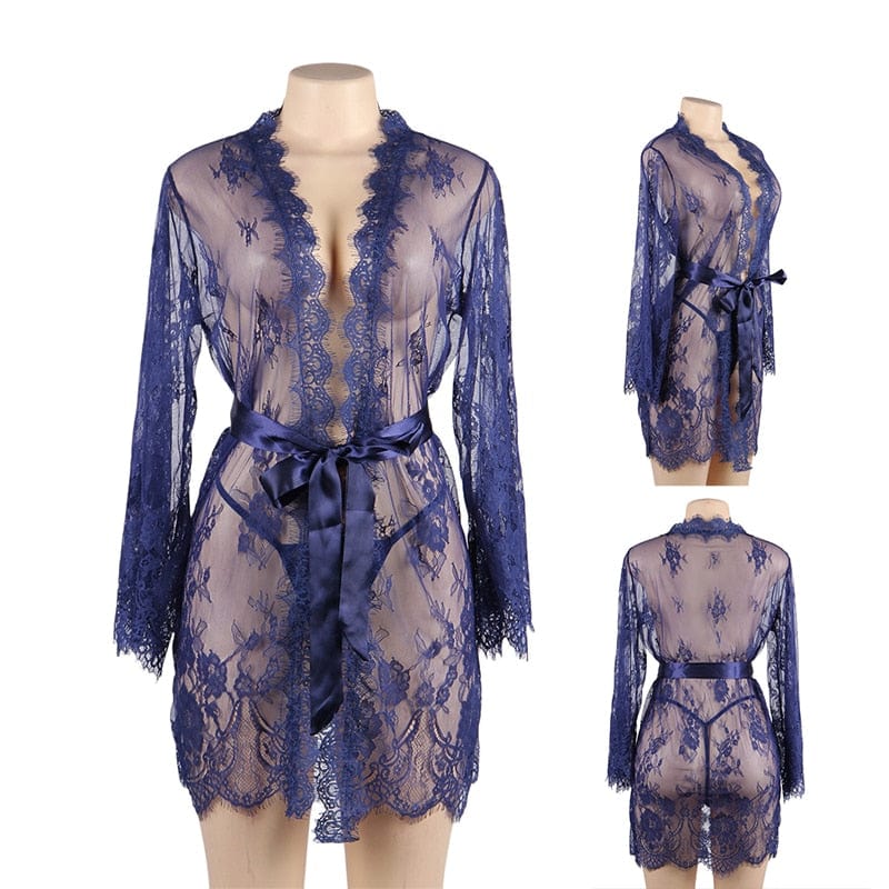 Bata de encaje sensual plus size - Image 7