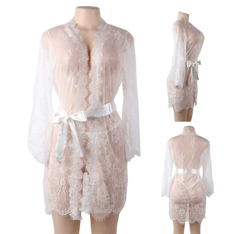 Bata de encaje sensual plus size - Image 8