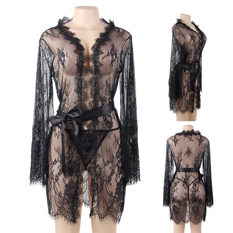 Bata de encaje sensual plus size - Image 9