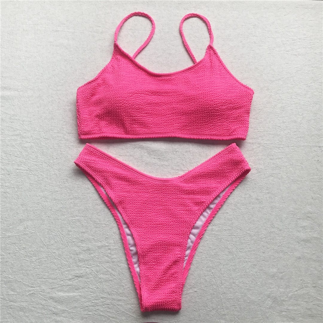 Biquini rosa plus size con efecto arrugado - Image 4