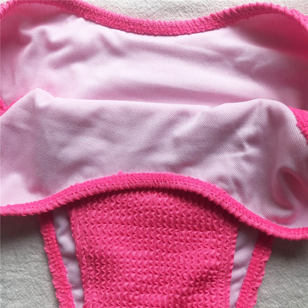 Biquini rosa plus size con efecto arrugado - Image 7