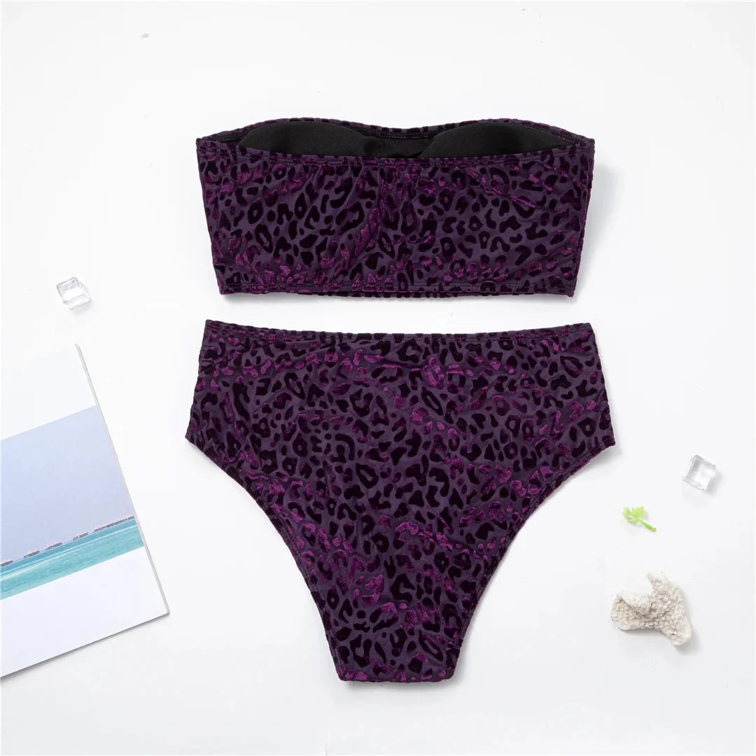 Biquini plus size sin hombros con estampado de leopardo - Image 4