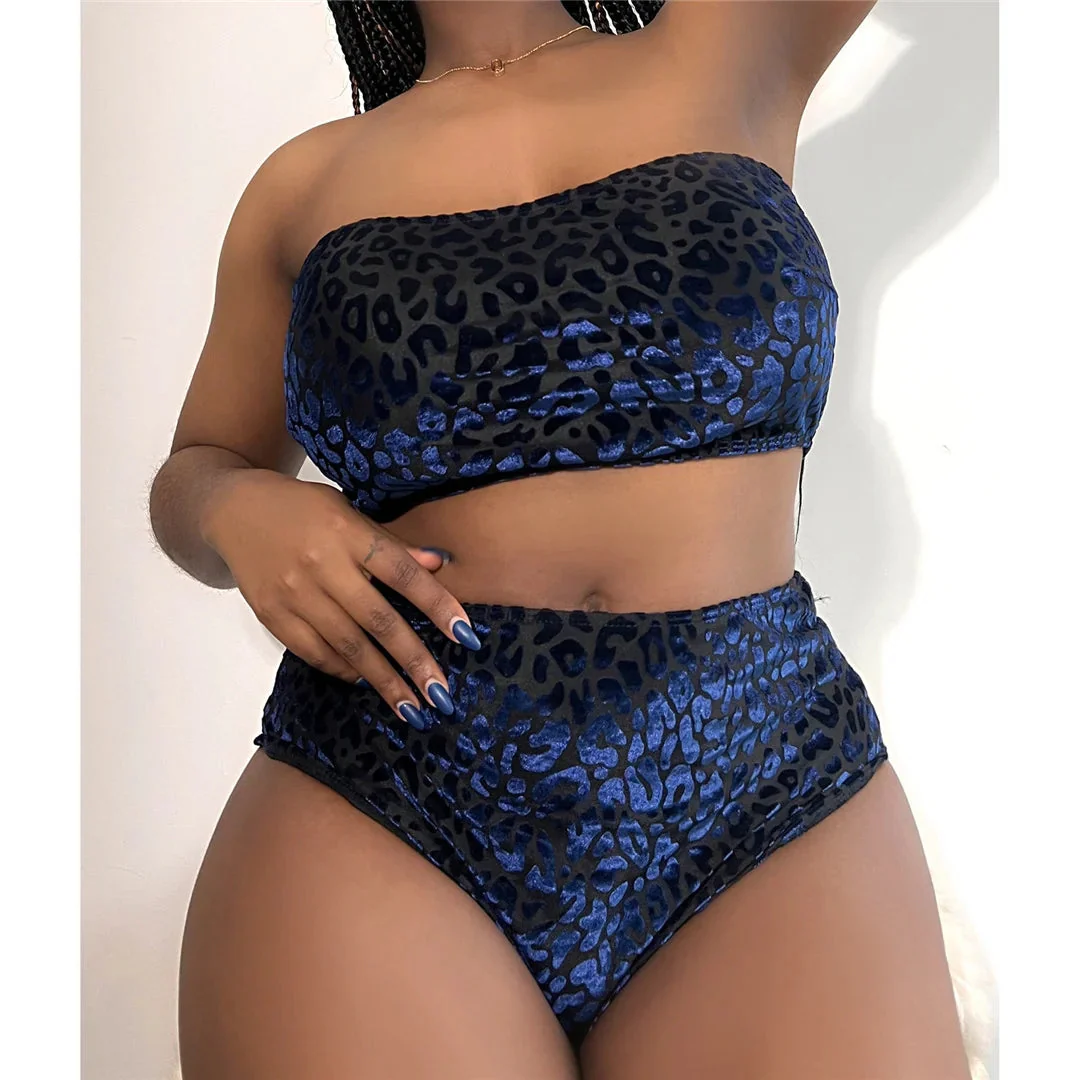 Biquini plus size sin hombros con estampado de leopardo - Image 6