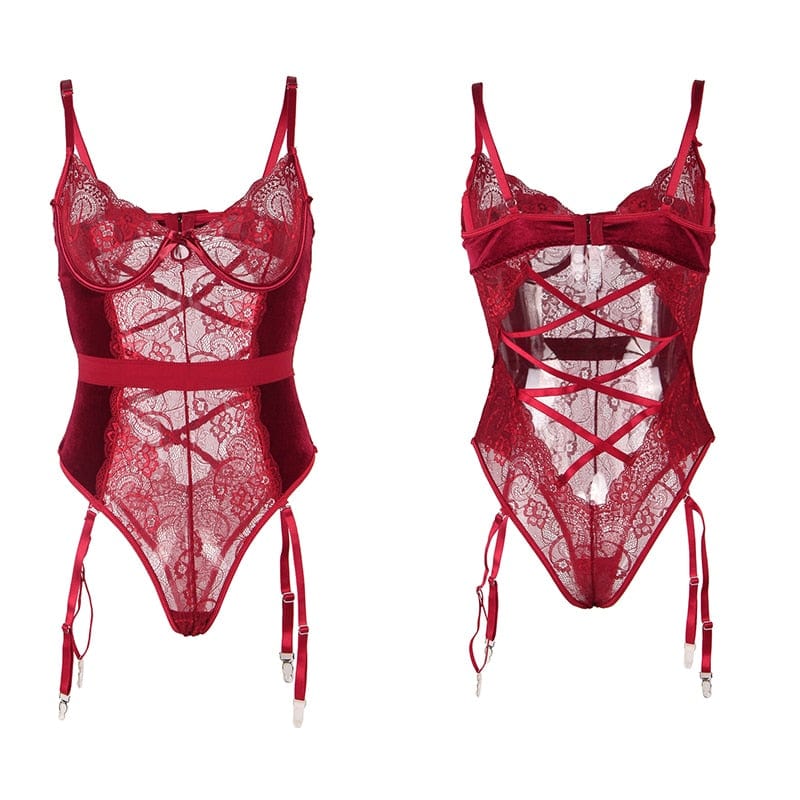 Body de encaje sensual con terciopelo - Image 6