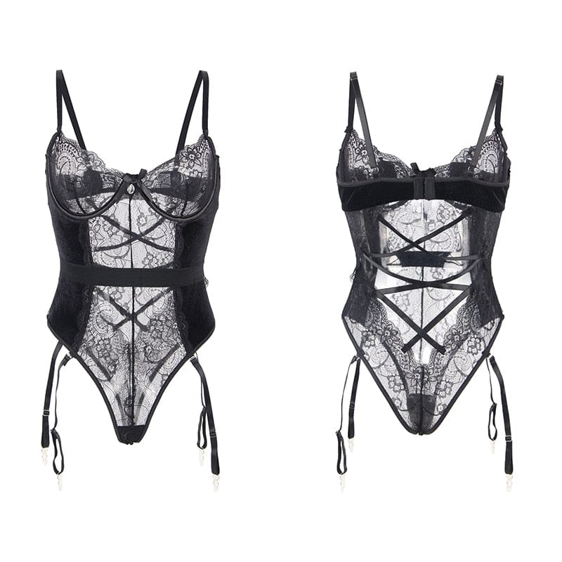 Body de encaje sensual con terciopelo - Image 7